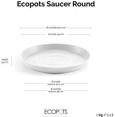 Ecopots Πιάτο Γλάστρας Γκρί 50.5x50.5εκ. 74.019.60
