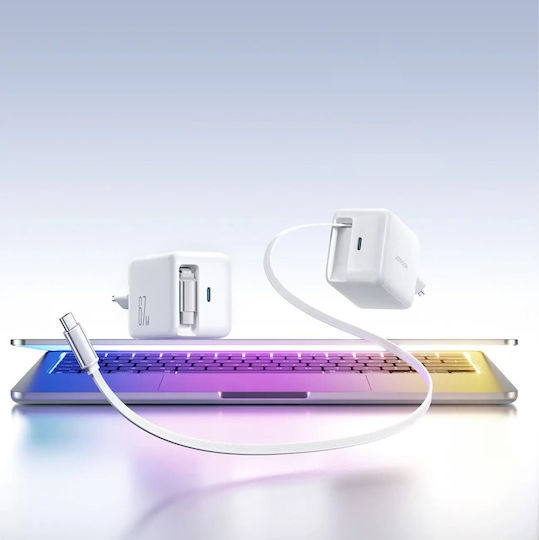 Joyroom Φορτιστής GaN με Θύρα USB-C και Καλώδιο USB-C 67W Power Delivery Λευκός (JR-TCL06)