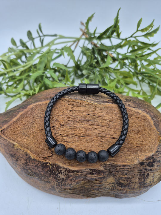 Lederarmband Perlen Lava – Kraft & Stil