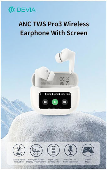 Devia ANC EM405 Pro3 In-ear Bluetooth Handsfree Earphones with Charging Case White