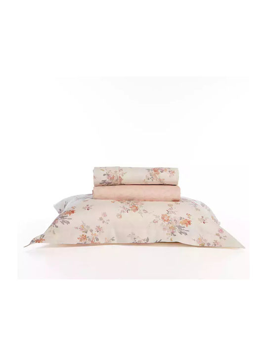 Nef-Nef Homeware Sheet Sets Queen 240x270cm. Premium Ecru/rose 4pcs