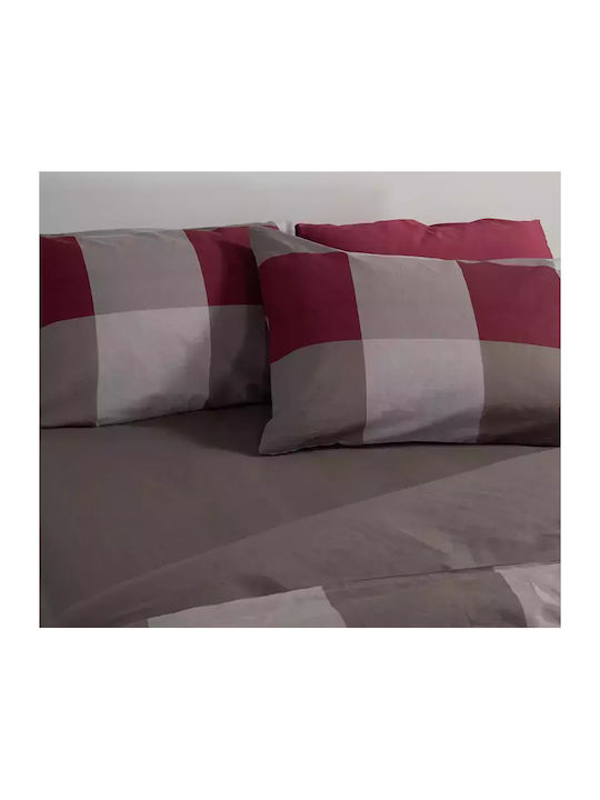 Nef-Nef Homeware Sheet Sets Queen with Elastic 160x200+35cm. Casual Bordo 4pcs