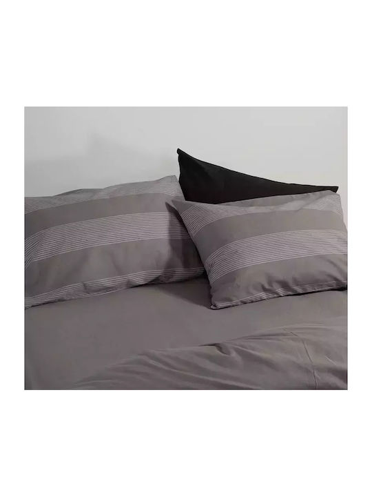 Nef-Nef Homeware Casual Σετ Σεντόνια Διπλά 200x270εκ. D.grey (4τμχ)