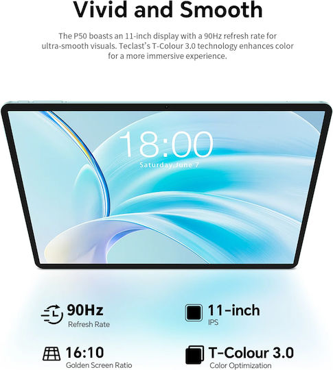 Teclast P50 2025 4G 11" Tablet (8GB/128GB) Μπλε