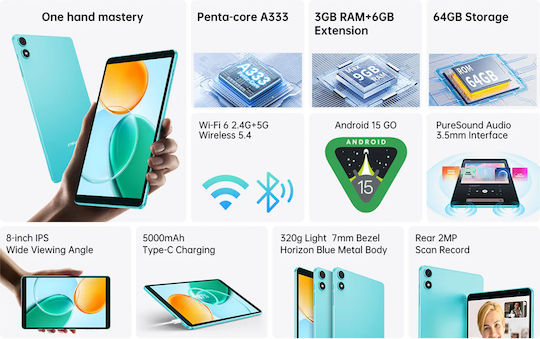 Teclast P85 2025 8" Tablet (3GB/64GB) Μπλε