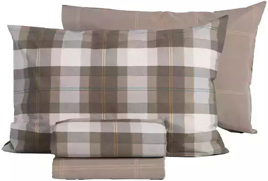 Nef-Nef Homeware Sheet Sets King Size with Elastic 180x200+35cm. Racket Golden Brown 4pcs