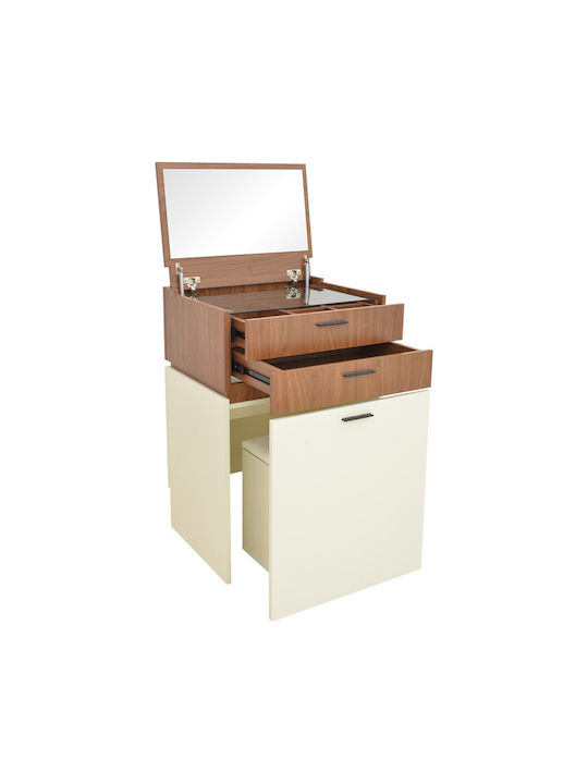Schminktisch Sonlen Hölzern Walnut-cream mit Spiegel 60x45x130cm
