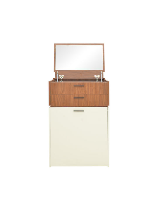 Schminktisch Sonlen Hölzern Walnut-cream mit Spiegel 60x45x130cm