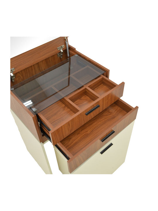 Schminktisch Sonlen Hölzern Walnut-cream mit Spiegel 60x45x130cm