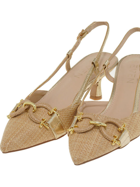 Pumps mit Riemchen & flacher Absatz Goldene