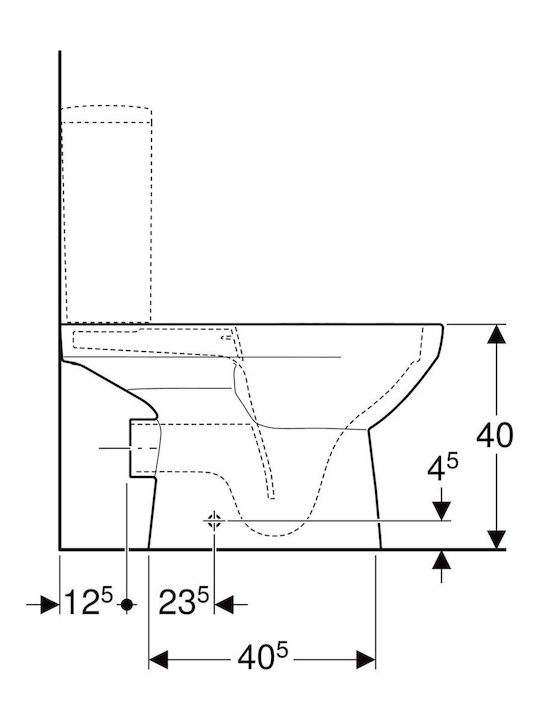 Geberit Selnova Square Stehende Toilette mit Spülung Ohne Deckel Weiße