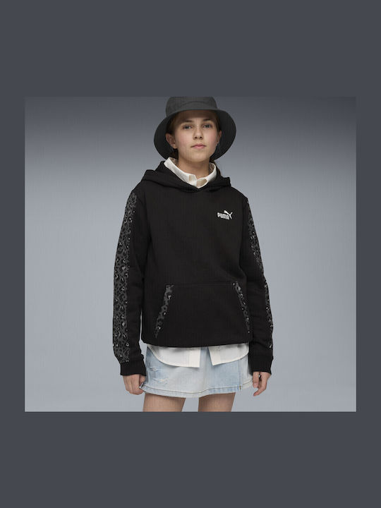 Fleece Kids Sweatshirt with Hood and Pockets Black Hoodie Fl