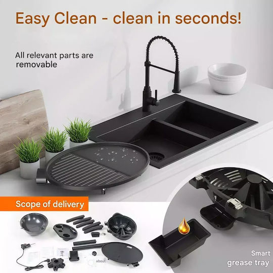 Profi Cook Inox Grătar cu Cărbuni cu Termometru 36cmx36cm