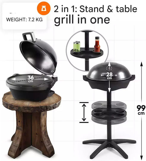 Profi Cook Inox Grătar cu Cărbuni cu Termometru 36cmx36cm