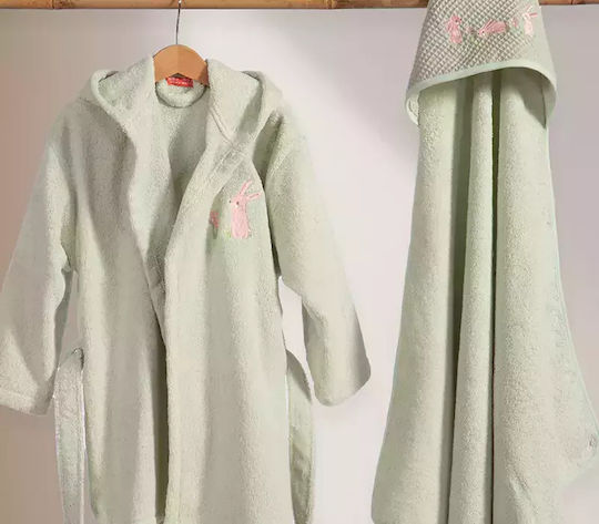Nef-Nef Homeware Детски Халат-Шапка Худи Country Bunny Ментово 75x75см