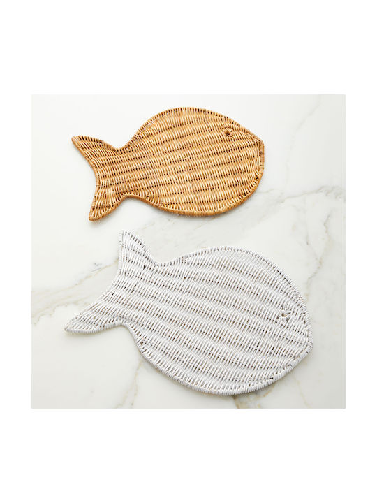 Polihome Fishy-leuko Platzdeckchen Rattan Weiß 43x33cm 1Stück