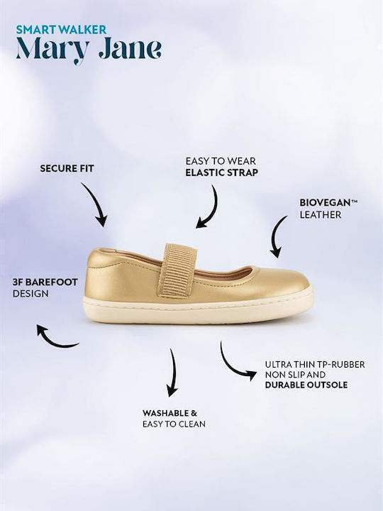 Kids Ballerinas with Hoop & Loop Closure Gold