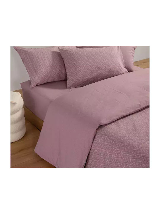 Nef-Nef Homeware Σετ Παπλωματοθήκη Βαμβακερή Μονή με Μαξιλαροθήκη 170x240cm Suspen Mauve