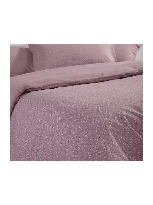 Nef-Nef Homeware Σετ Παπλωματοθήκη Βαμβακερή Μονή με Μαξιλαροθήκη 170x240cm Suspen Mauve