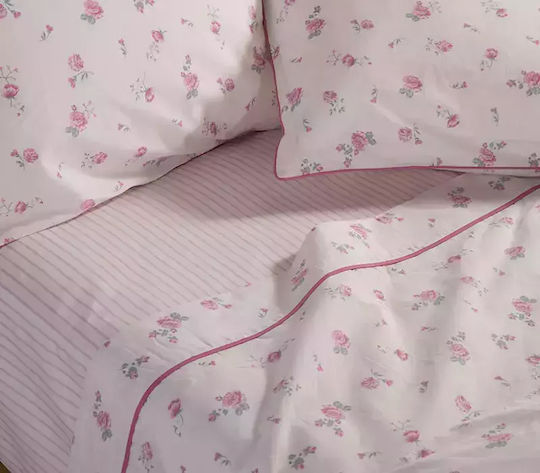 Nef-Nef Homeware Σετ Παπλωματοθήκη Βαμβακερή Υπέρδιπλη με 2 Μαξιλαροθήκες 240x230cm Loraley Pink