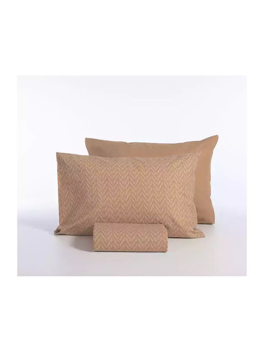 Nef-Nef Homeware Duvet Cover Set Cotton Single with Pillowcase 170x240 Suspen Caramel