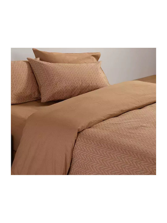 Nef-Nef Homeware Duvet Cover Set Cotton Single with Pillowcase 170x240 Suspen Caramel