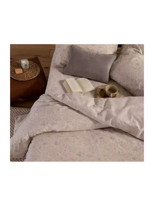 Nef-Nef Homeware Bettbezug-Set Baumwolle Übergröße mit 2 Kissenbezügen 240x230 Lucil Beige