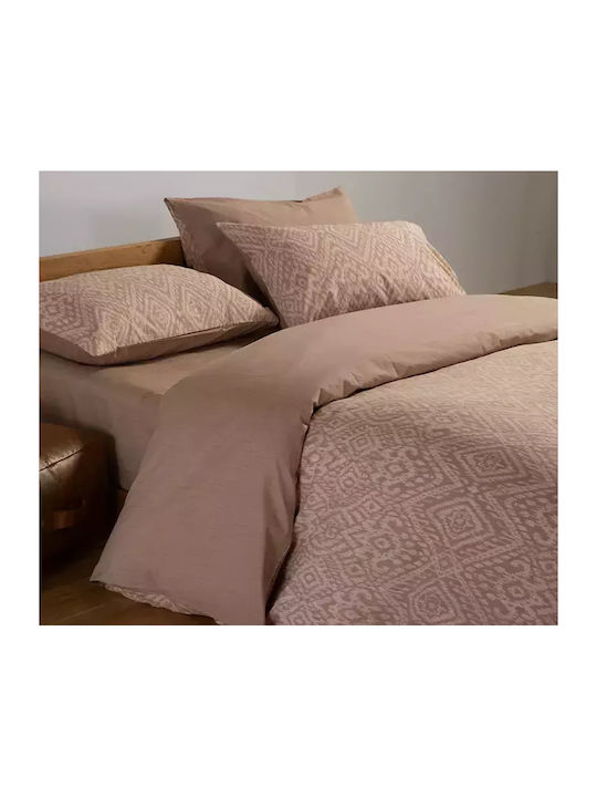 Nef-Nef Homeware Duvet Cover Set Cotton Single with Pillowcase 170x240 Orion Beige