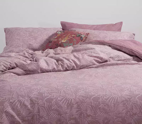 Nef-Nef Homeware Σετ Παπλωματοθήκη Βαμβακερή Μονή με Μαξιλαροθήκη 170x240cm Dazier Mauve