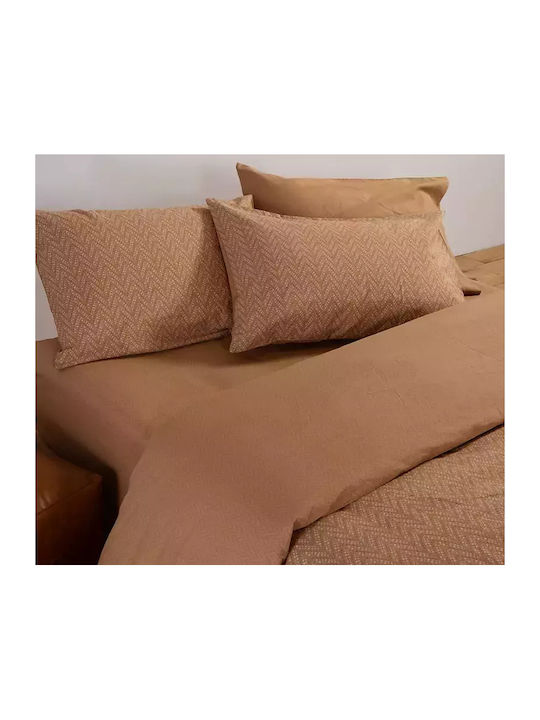 Nef-Nef Homeware Bettbezug-Set Baumwolle Übergröße mit 2 Kissenbezügen 240x230 Suspen Caramel