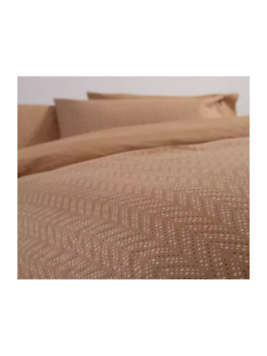 Nef-Nef Homeware Bettbezug-Set Baumwolle Übergröße mit 2 Kissenbezügen 240x230 Suspen Caramel
