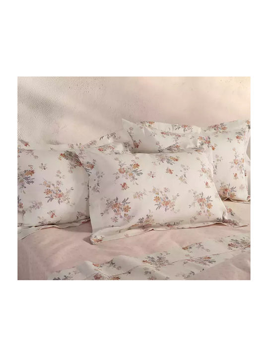 Nef-Nef Homeware Duvet Cover Set Cotton Queen with 2 Pillowcases 240x230 Lefebr Ecru/rose