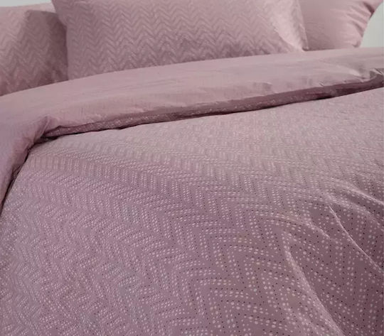 Nef-Nef Homeware Duvet Cover Set Cotton Queen with 2 Pillowcases 240x230 Suspen Mauve