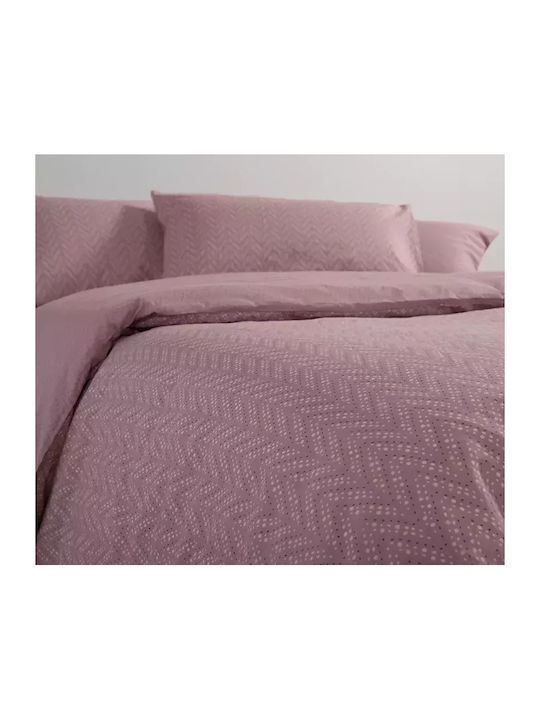 Nef-Nef Homeware Duvet Cover Set Cotton Queen with 2 Pillowcases 240x230 Suspen Mauve