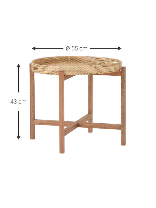 Round Side Coffee Table Esmaria Wooden Beige W55xL55xH48.5cm