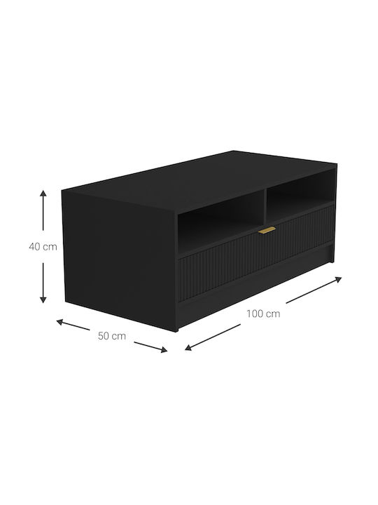 Polihome Rechteckiger Zentraler Kaffeetisch Allegro Holz Schwarz M100xT50xH40cm