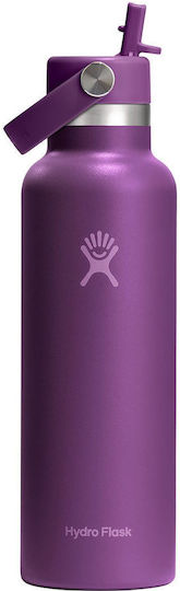 Hydro Flask Bottle Thermos Stainless Steel 621ml Beachplum with Straw