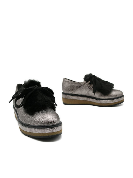 Women's Slip-On Leather Silver