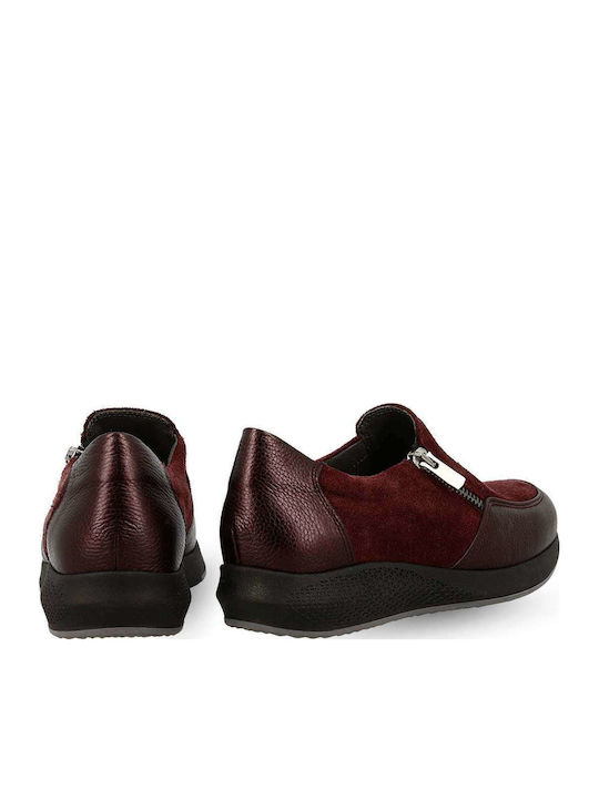 Ανατομικά Γυναικεία Slip-On Δερμάτινα Μπορντό