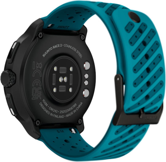 Suunto Race 2 Stainless Steel 49mm Waterproof Smartwatch with Heart Rate Monitor (Wave Blue)