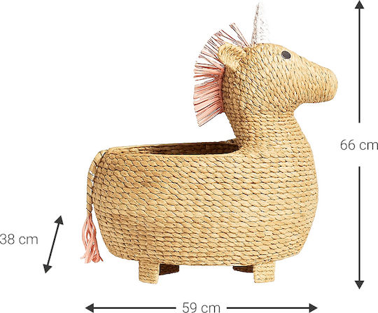 Polihome Horsey Καλάθι Αποθήκευσης Ψάθινο Μπεζ 38x59x66cm