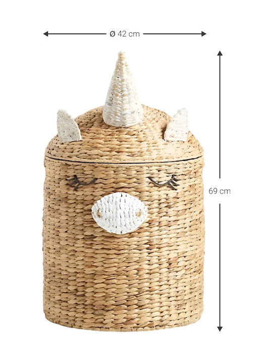 Polihome Children's Storage Basket made of Straw Unicorn Storage Basket 42x42x69cm 1pcs