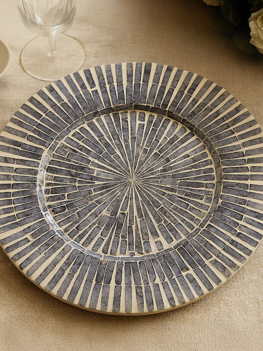 Polihome Tabitha Dekorative Platte Hölzernes Blau 1Stück 35x35x1cm