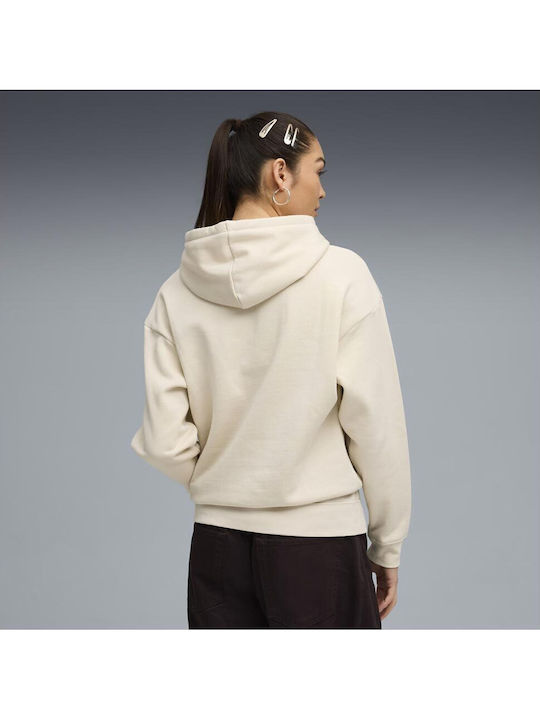 PUMA Logo Φούτερ Εκρού με Κουκούλα