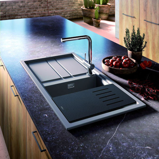 Elleci Best 480 LKB48086 Drop-In Мивка от Синтетичен Гранит Ш100xД51см Черен