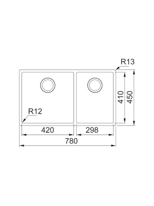 Franke Square BXX 220-42-30 Ένθετος Νεροχύτης Inox Μ78xΠ45cm Χρυσός