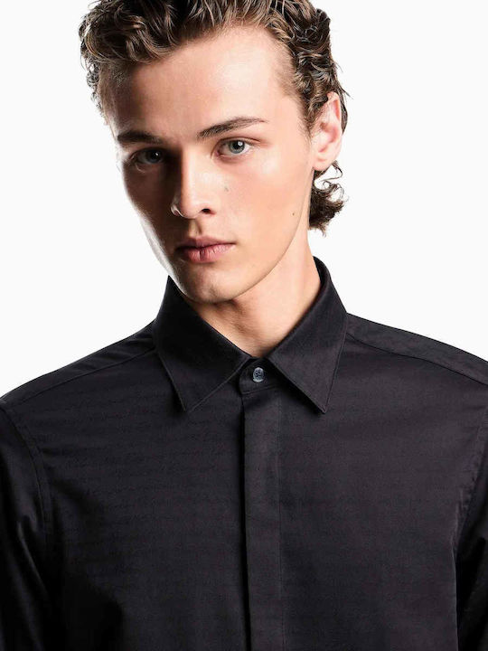 Long Sleeve Cotton Shirt in Regular Fit Black EM003755AF18123 FC248