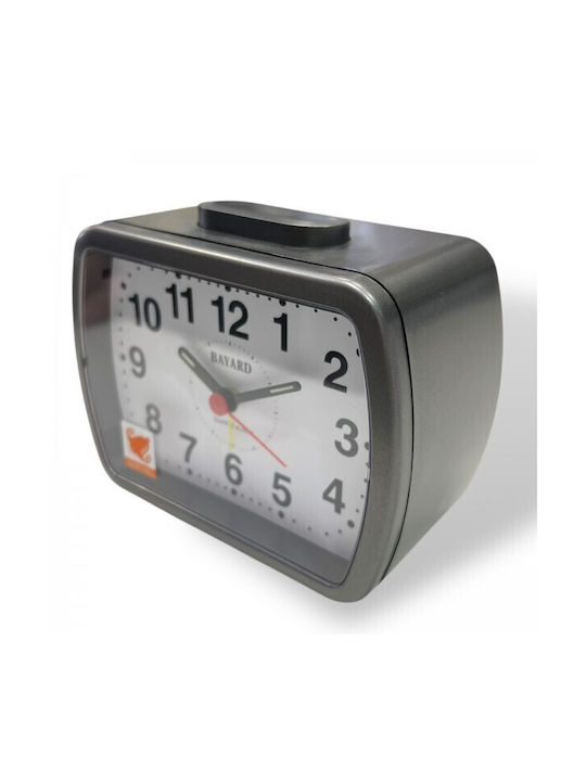 Bayard Silent Tabletop Clock with Indicators Plastic with Alarm Clock Grey ST309.9