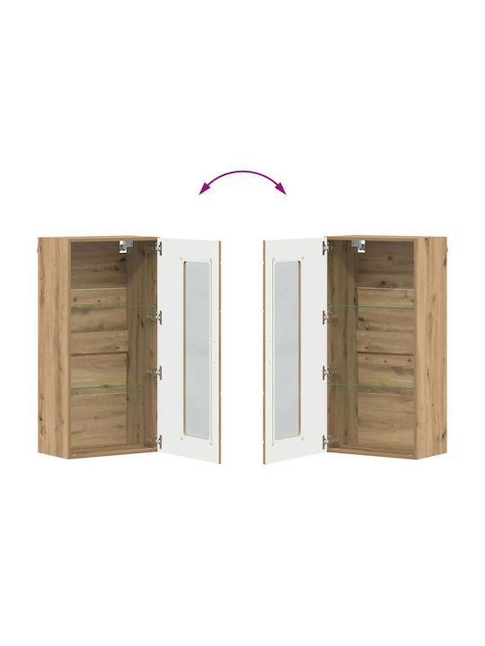 Wall Living Room Display Cabinet made of Particleboard with Glass Coffee 55x29x100cm