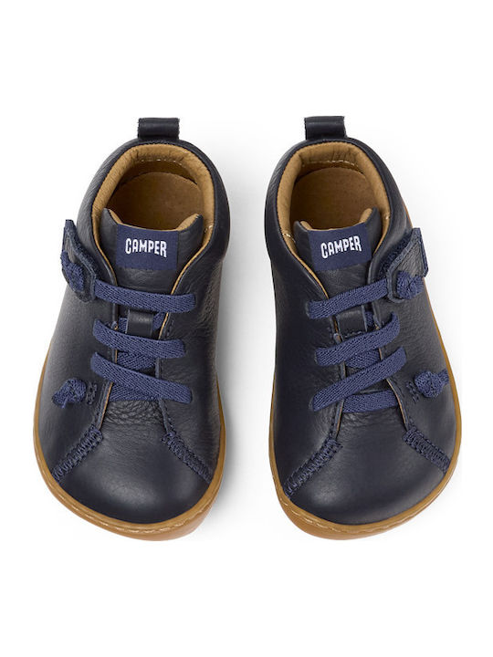 Peu Cami Leather Kids Boots with Laces Navy Blue